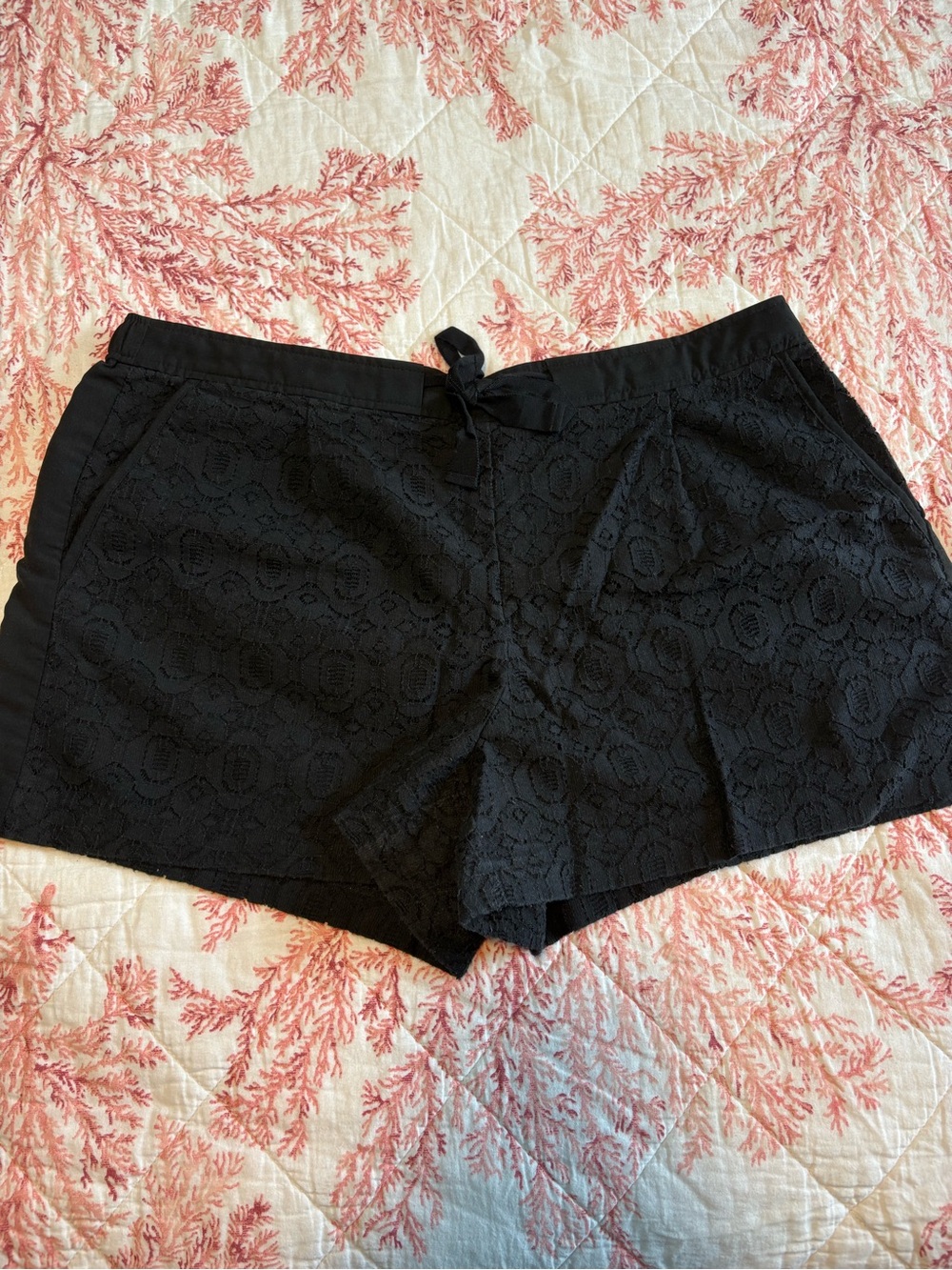 LOFT Black Lace Drawstring Shorts
